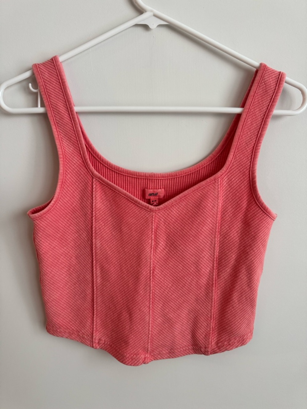 aerie Coral Ribbed Summer Festival Cropped Tank Top NWOT